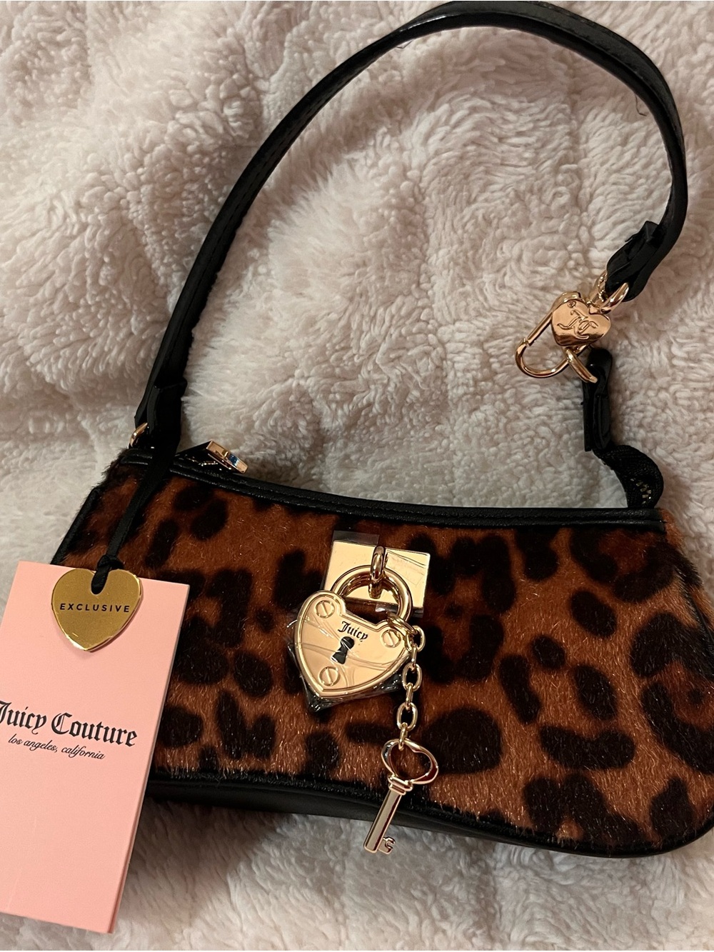 Juicy Couture Leopard Print Mini Bag with Gold Heart Lock